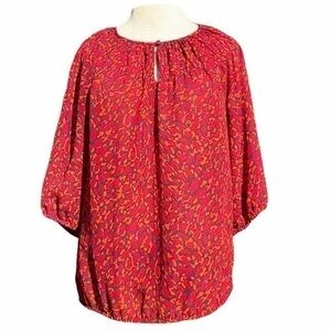 Loft blouse 3/4 sleeves small red/orange
